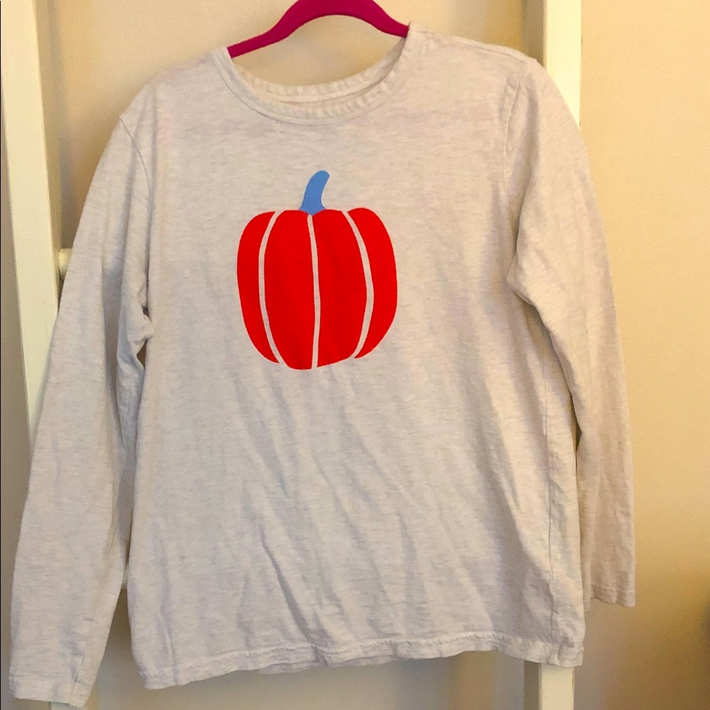Primary wheat colored Long-Sleeve Tee with Pumpkin print, 12
